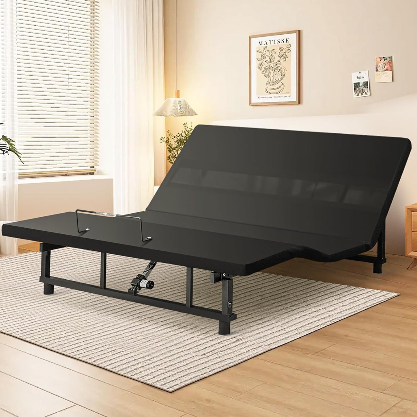 Queen Adjustable Bed Frame with Wireless Remote - Head & Foot Incline, Zero Gravity, Quiet Motor, Easy Assembly (79" L x 59" W x 12.72" H) - Black